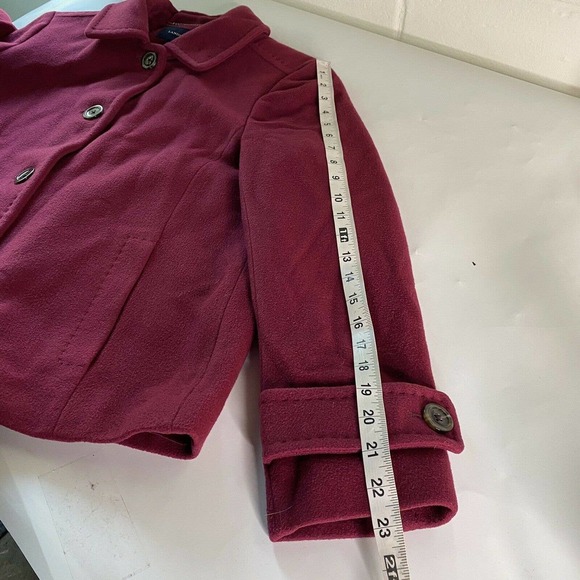 Lands End Swing Pea Coat Overcoat Sz 8P Wool Cashmere Blend Wine Red - Picture 10 of 10